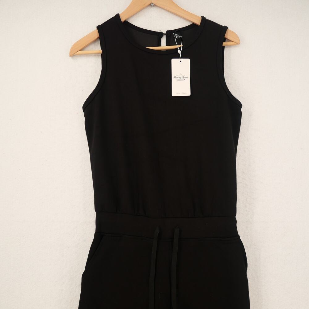 NEW Trendy Queen Women's Small Black  Jumpsuit Romper Casual Dressy Sleeveless - Picture 4 of 14